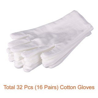 Image of 1 Pair White Cotton Soft Gloves Coin Jewelry Silver Inspection Work Gloves 8.5”