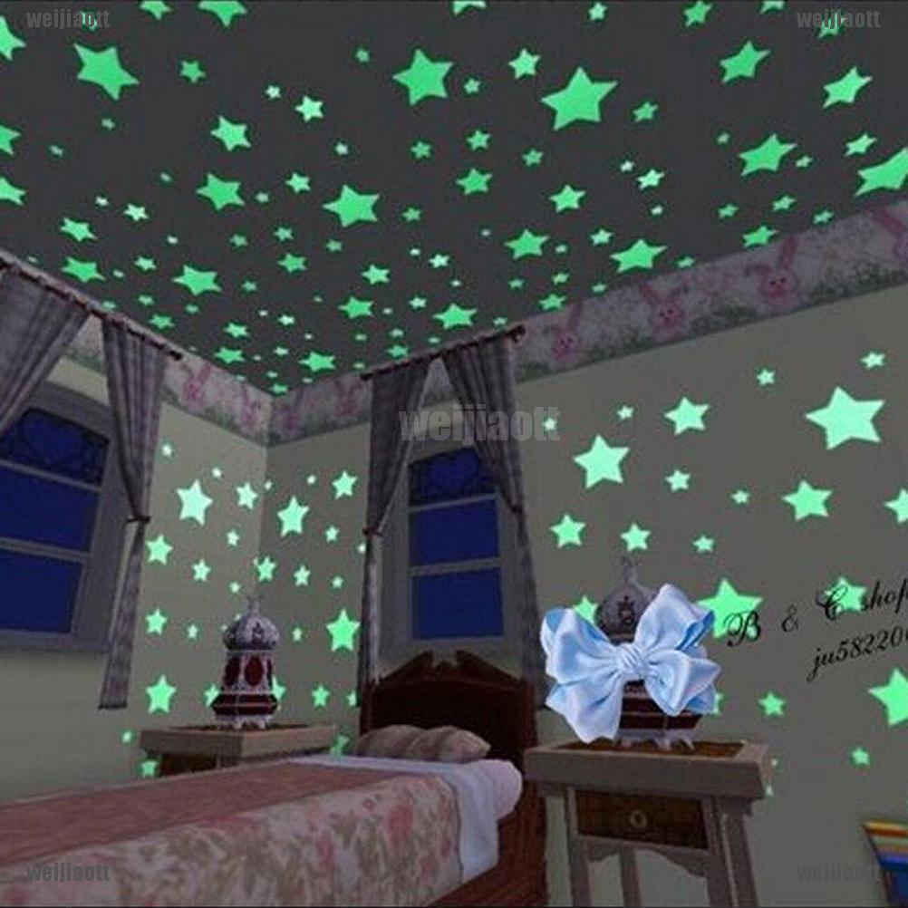 200pcs 3d Stars Glow The Dark Wall Stickers For Kids Bedroom