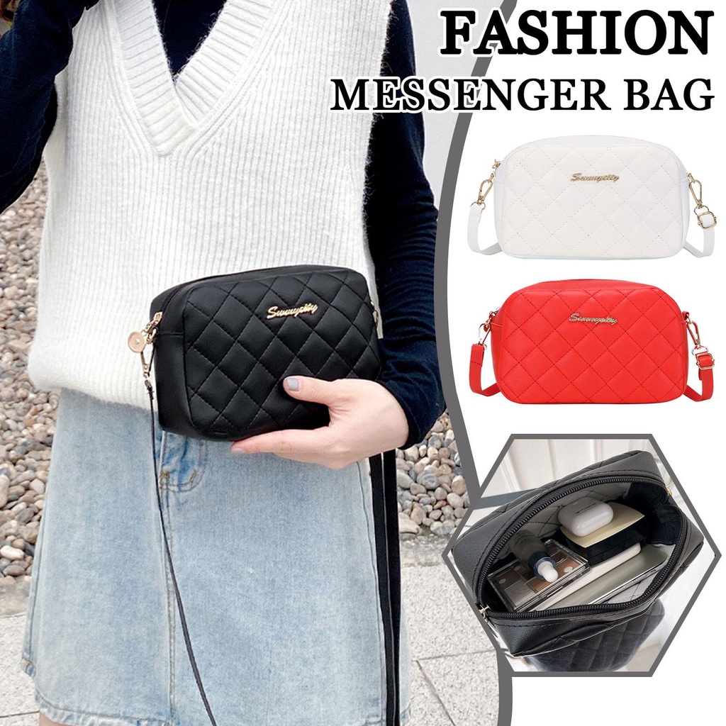 Image of Leather Sling Bag Women Fashion Shoulder Bag Simple Messenger Style Handbag Bag Lady R4K0 #1