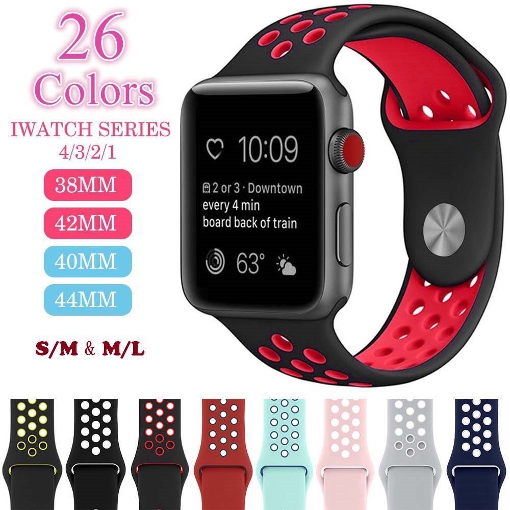 Apple Watch Strap 38 40 Mm 42 44 Mm Sport Silicone Band For Iwatch Series 5 4 3 2 1 Shopee Singapore