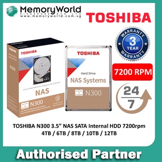 TOSHIBA N300 NAS SATA Internal 3.5” HDD 7200RPM, 4TB / 6TB / 8TB / 10TB / 12TB. Singapore 3 Year Warranty