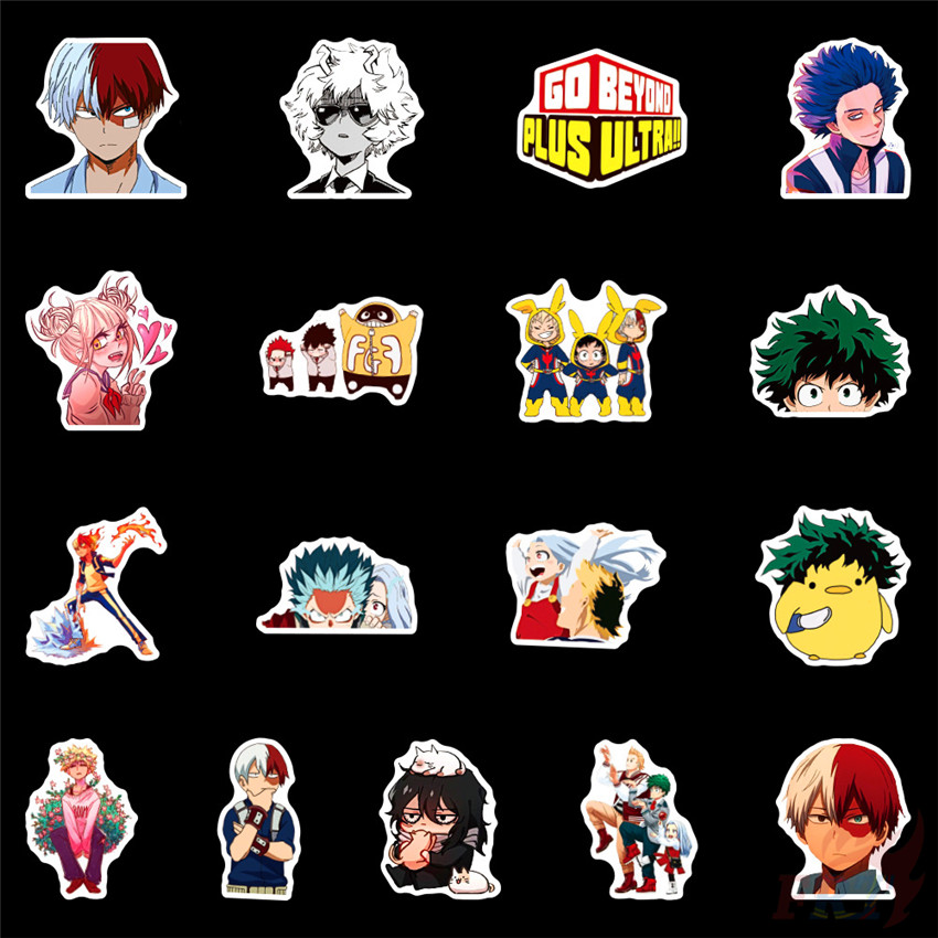 100pcs set my hero academia series 02 anime cartoon stickers midoriya izuku bakugou katsuki todoroki shoto diy fashion mixed waterproof doodle decals stickers shopee singapore