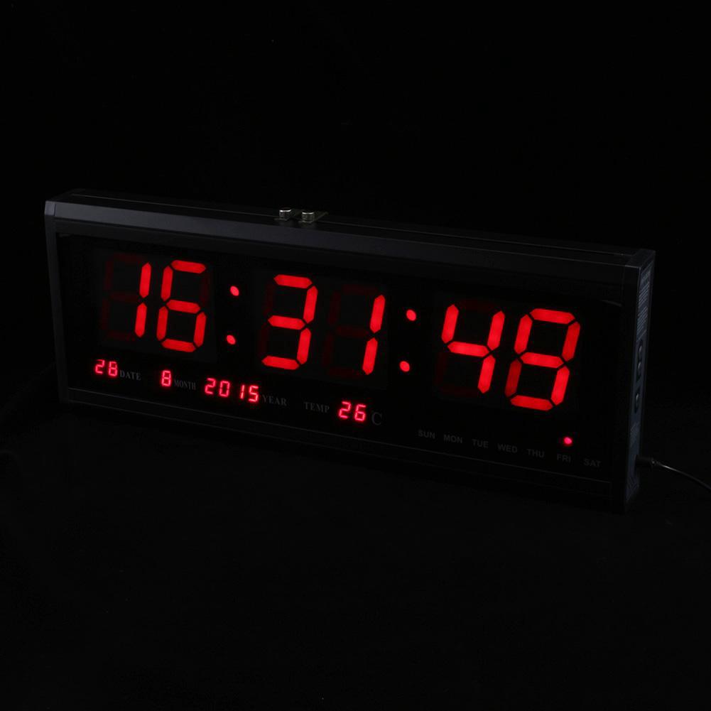 [READY STOCK] Large Modern LED Digital Wall Clock Date Temperature Hour