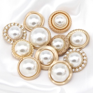 Image of thu nhỏ 6Pcs/set 15/18/20/23/25mm Vintage Women Coat Gold Metal Pearl Buttons For Clothing Retro Suit Blazer Luxury Handmade Sewing Button #0