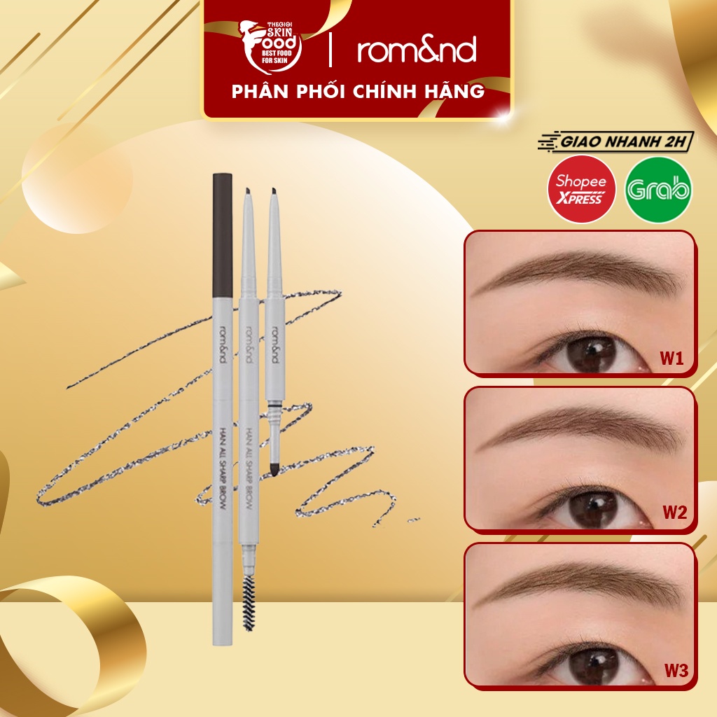 [Han All Line] 3 In 1 Thin Eyebrow Pencil For Perfect Eyebrows, Romand
