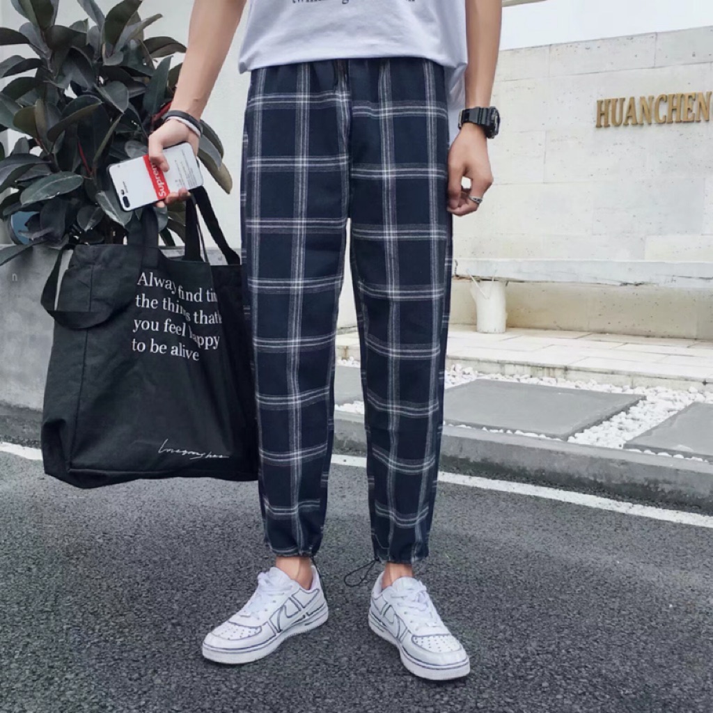 checkered men's pants