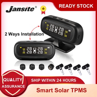 Jansite Solar Tyre Pressure Monitoring System TPMS Tire Air Pressure Tester Gauge Universal Wireless +4 External Sensors