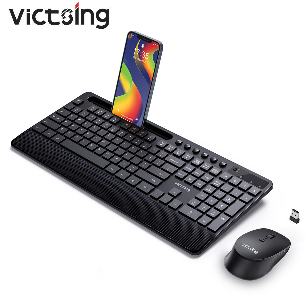 for PC Desktop Laptop Windows XP/7/8/10 Long Battery Life Ultra-Thin Wireless Keyboard with Palm Rest 2.4GHz Mouse and Keyboard VicTsing Wireless Keyboard and Mouse Combo 