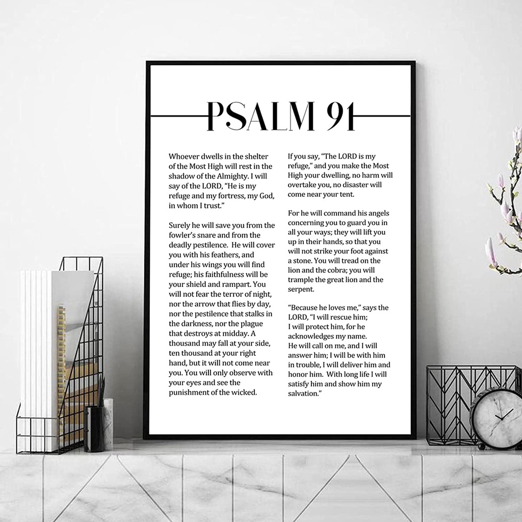 Printable Psalm 91 Wall Art Motivational Bible Verse Quote Etsy