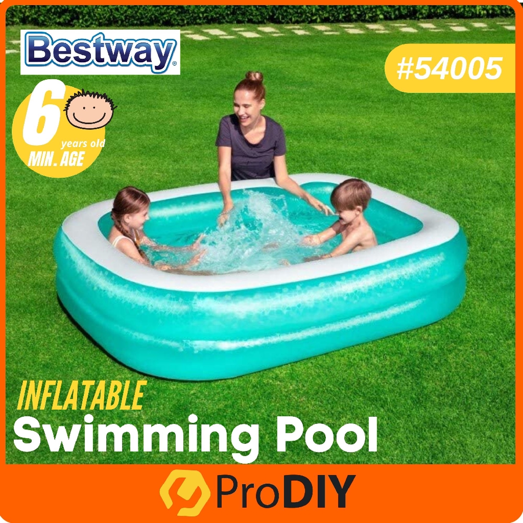 Bestway Pool 54005 450 Liter Inflatable Large Swimming Pool Combo Electric Pump Kolam Renang 2 01m X 1 50m X 51cm Shopee Singapore