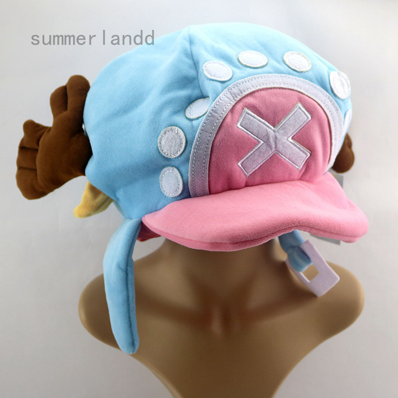 Josephsautotoystore Com New Anime One Piece Tony Chopper Cap Cosplay Plush Winter Hat Gifts Light Blue Japanese Anime Collectibles Art