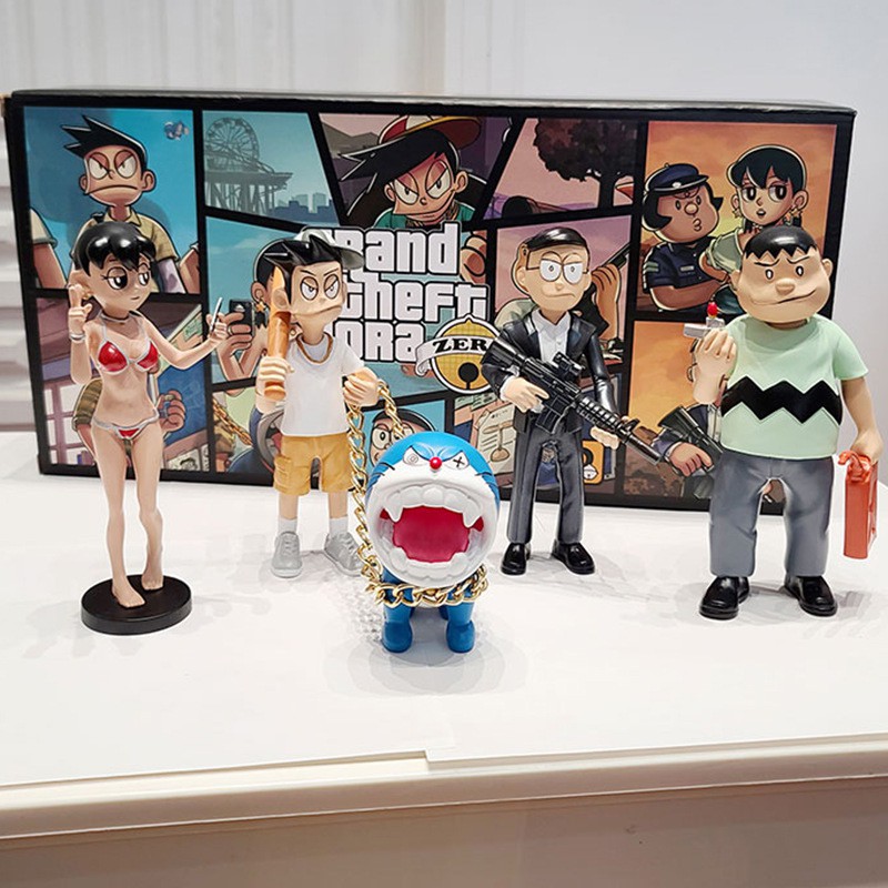 5pcs Mini Action Figure Toy Grand Theft Auto Vice City Doraemon Minamoto Shizuka Konta Takeshi Shopee Singapore