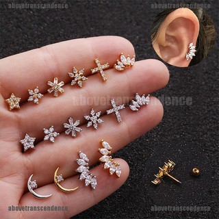 Image of 【Above】 Crystal Bar Barbell Ear Cartilage Tragus Helix Studs Piercing Earrings