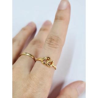 Wing Sing 916 Gold Double Love  Ring Cincin  Cinta 