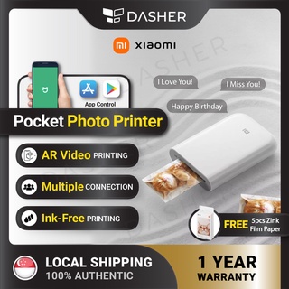 [Free 5 PCs Film Paper] Xiaomi Pocket Photo Printer AR 400dpi With DIY Share 500mAh Mini Picture - Bluetooth Connection