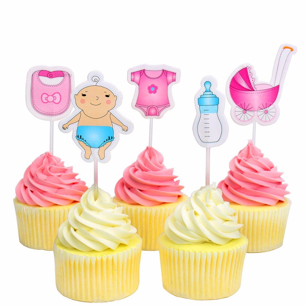 20x Baby Shower Cake Toppers Bottle Birthday Kids Party