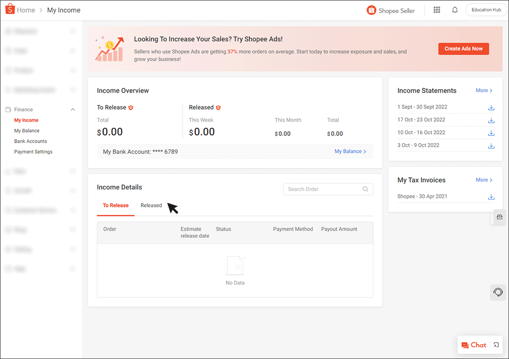 About My Income | Shopee SG Seller Education Hub