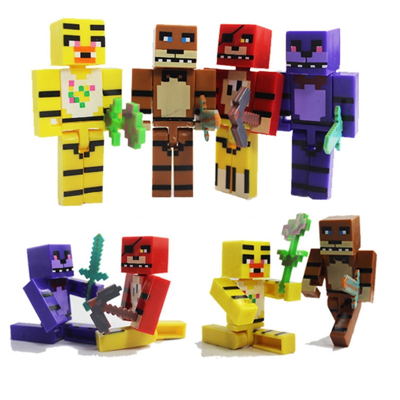 4pcs for Minecraft FNAF Plastic Toy Set 