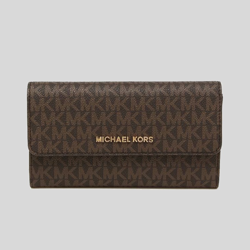 Michael Kors Jet Set Travel Large Trifold Wallet In Signature Coated ...