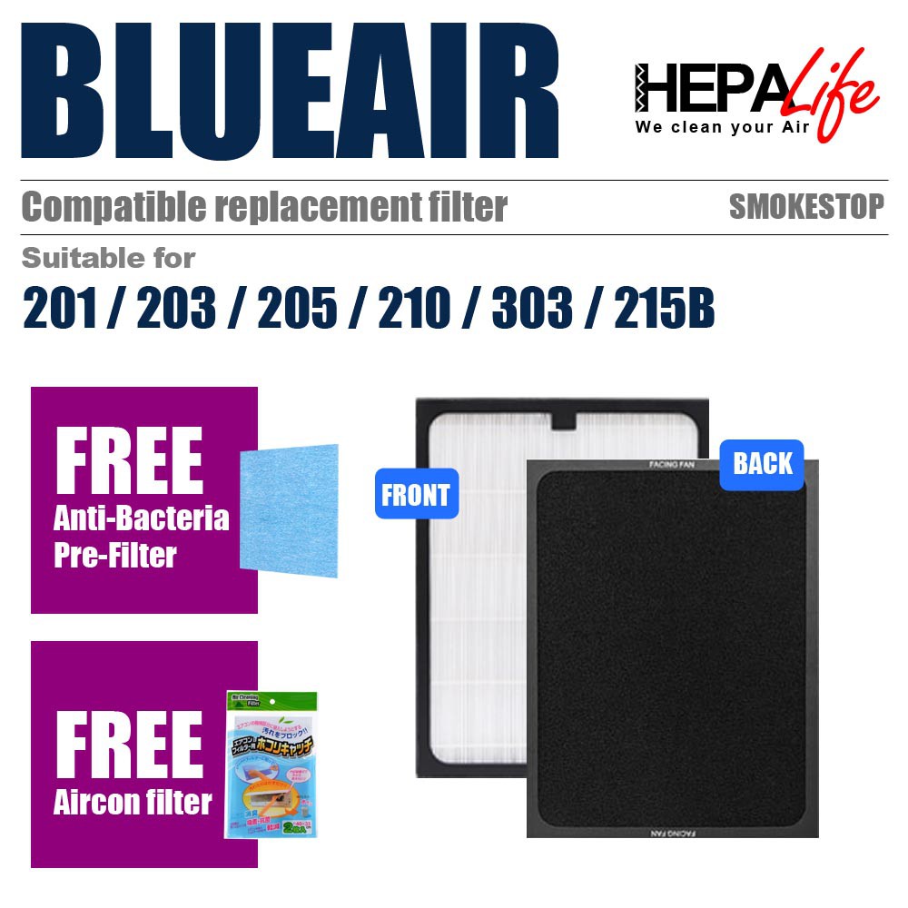 BLUEAIR 200 201 203 270 303 SMOKESTOP Filter Hepalife Shopee Singapore
