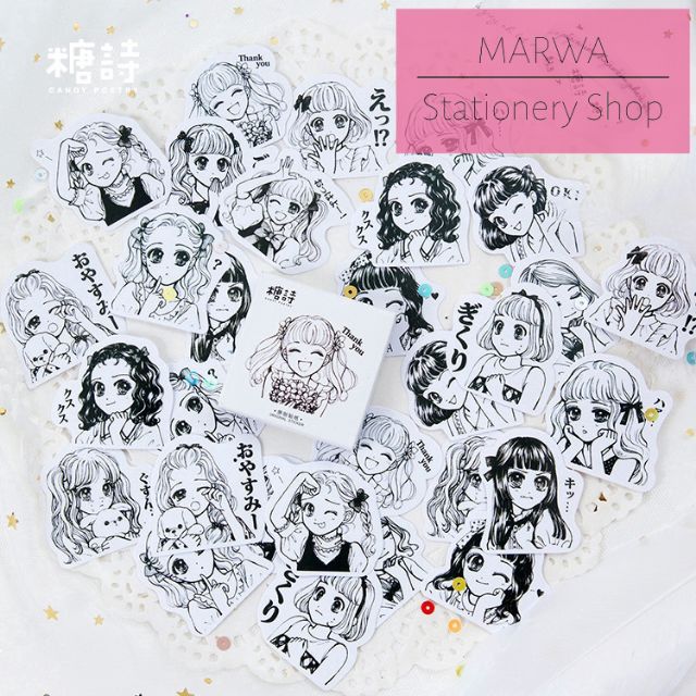 45pcs Hand Drawm Anime Art Girls Sticker Pack (Candy Poetry-CP064) | Shopee  Singapore