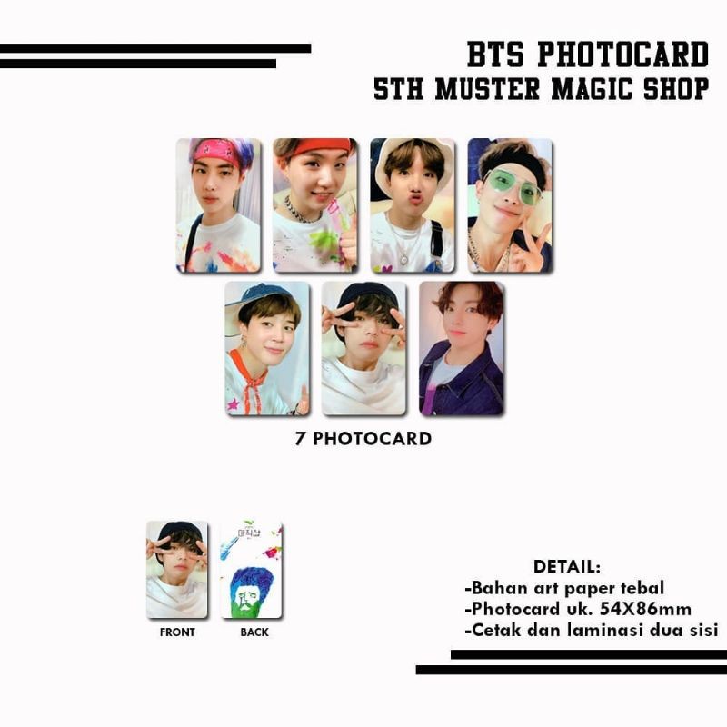 7 Pcs BTS 5th Muster Magic Shop Version Photocards Art Paper 54x86mm for Fans | Shopee Singapore 7 Pcs BTS 5th Muster Magic Shop Version Photocards Art Paper 54x86mm for Fans | Shopee Singapore