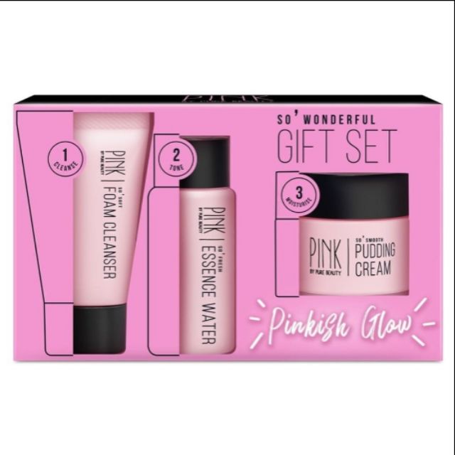 Set of Pink by Pure Beauty Trial Set Pudding Cream Cleanser Essence