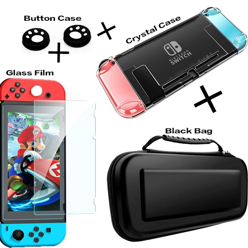 Switch Carrying Case Bag with Protection Cover For Nintendo Switch, Transparent Crystal Shell Console Controller Accessories With Stand Cases