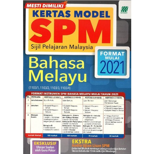 Bc Sasbadi Spm 2021 Spm Language Spm Model Paper Format Instrument Malay Shopee Singapore