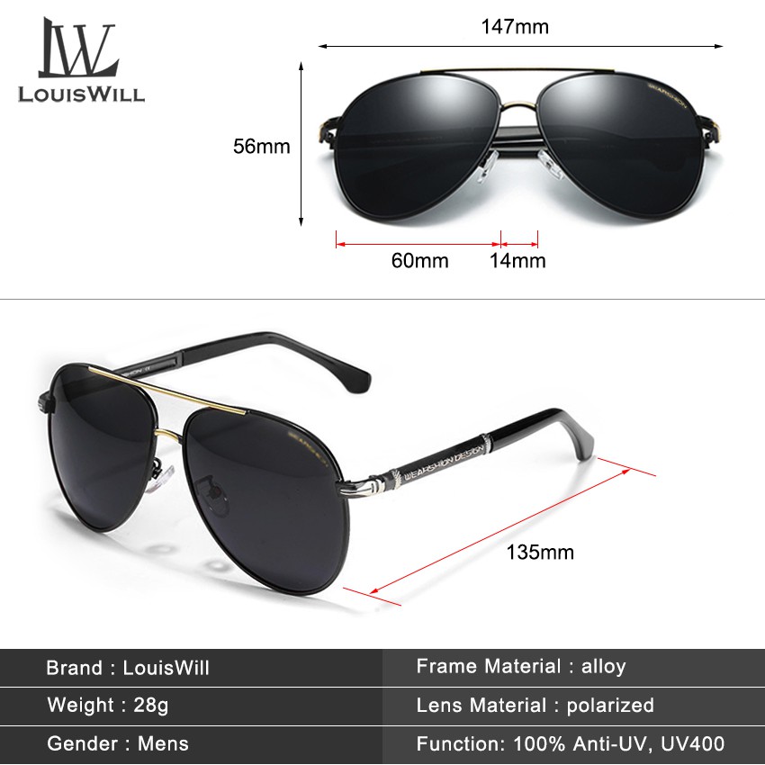 Louiswill Oversized Polarized Sunglasses For Mens Outdoor Sun Glasses 100 Uv Protection With Free Box Shopee Singapore