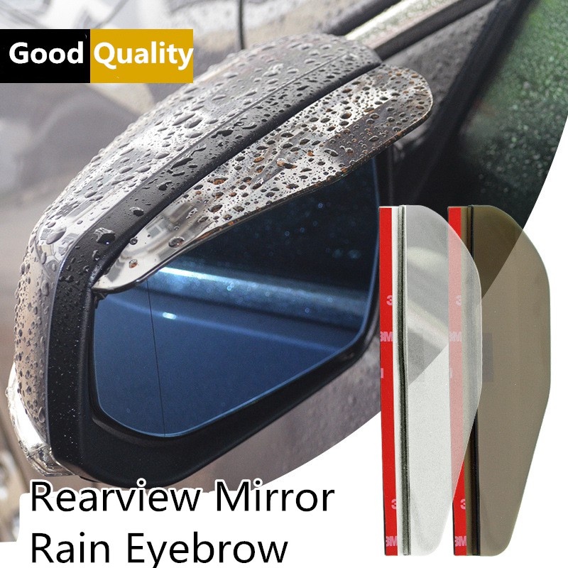 2 pcs  Black Car Rearview Mirror Rain Water Rainproof Eyebrow Cover Side Shield