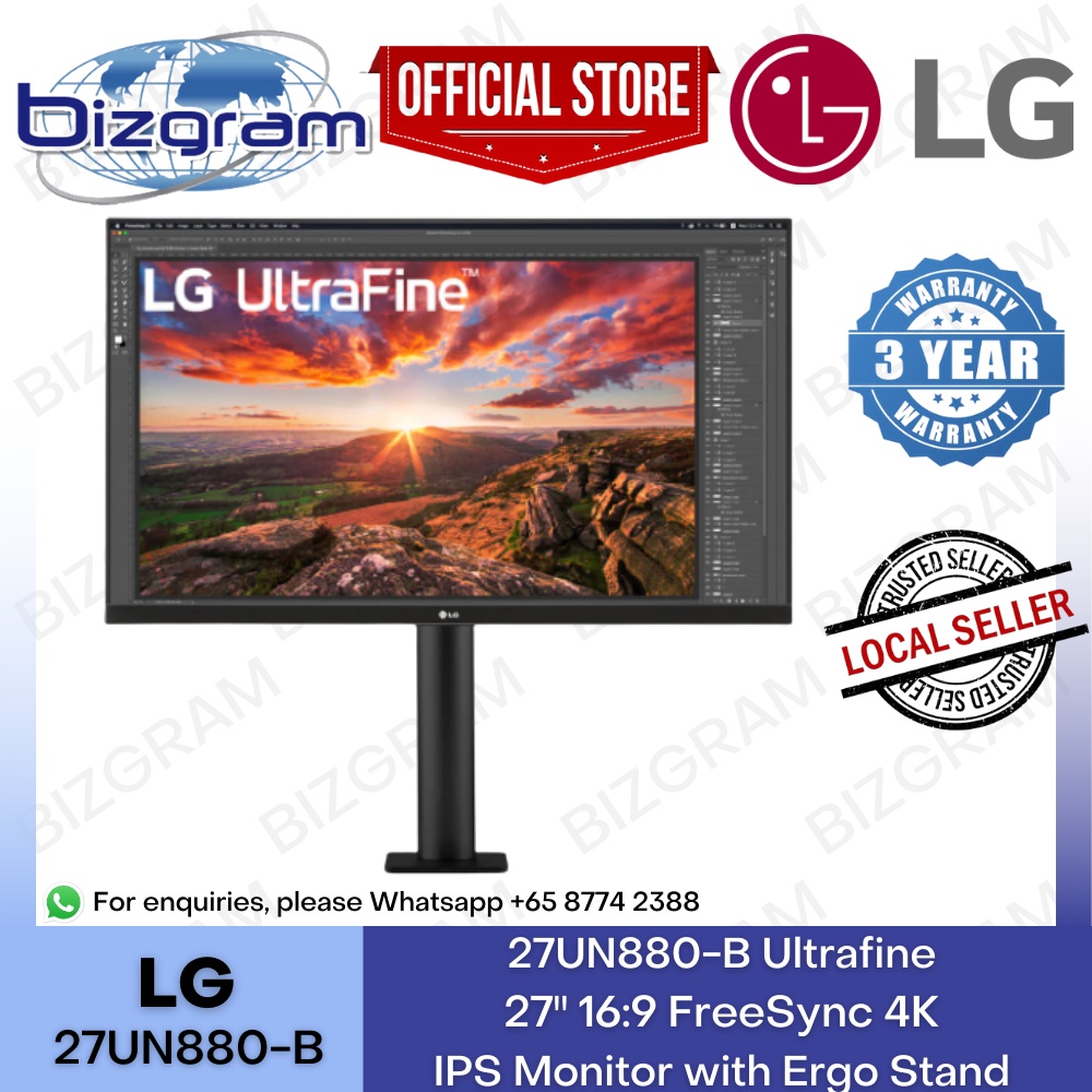 LG 27UN880-B Ultrafine 27" 16:9 FreeSync 4K IPS Monitor With Ergo Stand ...