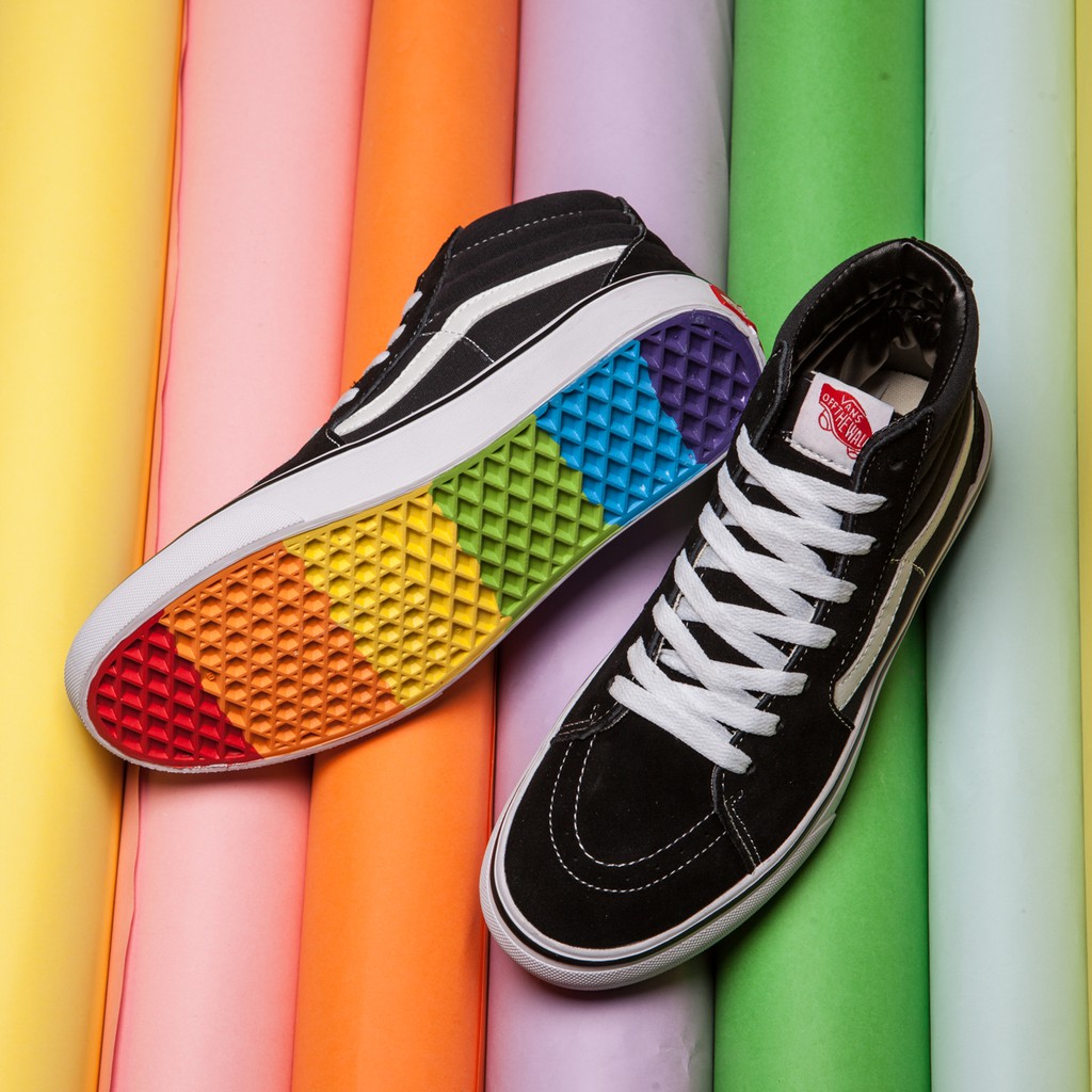 rainbow soled vans