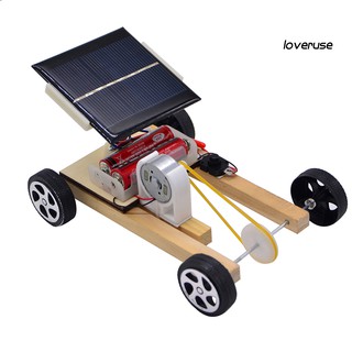 JYWJ♫Children Solar Power Wooden Pulley Car Toy Scientific Experiment ...