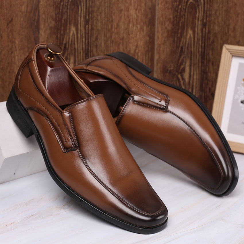 Retro Casual Men Slip On Casual Pu Leather Fashion Formal Shoes ...