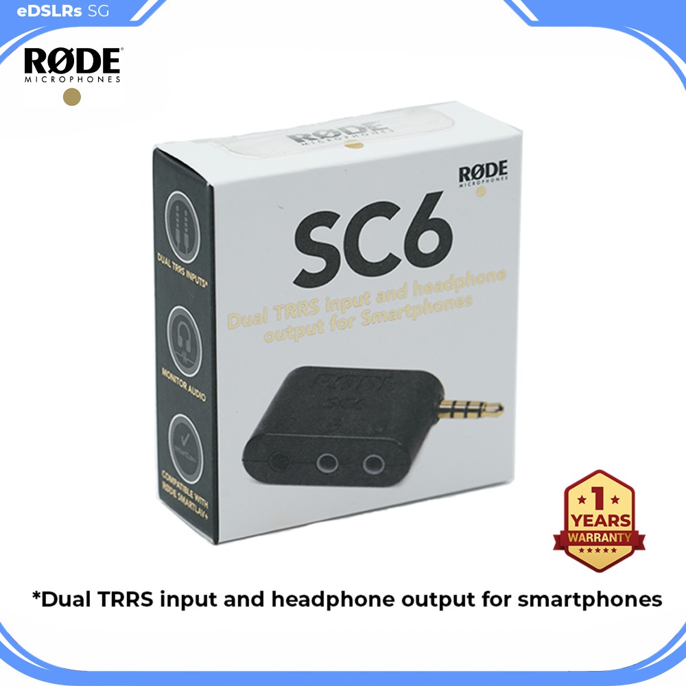 rode microphones sc6 dual trrs input and headphone output for smartphones