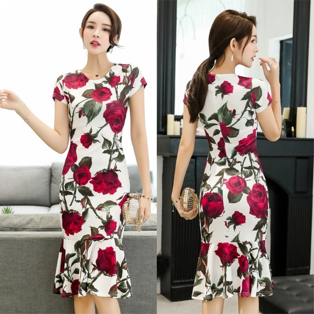 Izabel Solange Rose Print Dress | Shopee Singapore