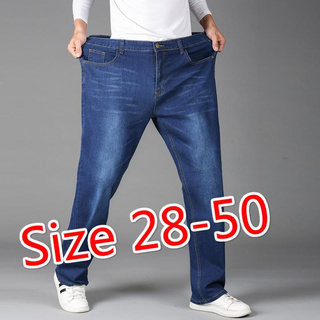 Image of 【 Jeans Plus Size 28-50 】Men Elasticity Jeans Plus Size Big Size Comfortable Long Pants Casual Denim Trousers For Men Loose Straight Cut Pant