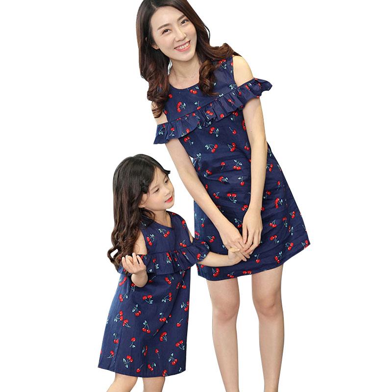 Image of Women and girls Dresses Family Matching Outfits Cotton Mother Daughter Dress