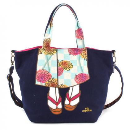 B-6463 Mis zapatos Kimono mini 2-way bag - Navy | Shopee Singapore