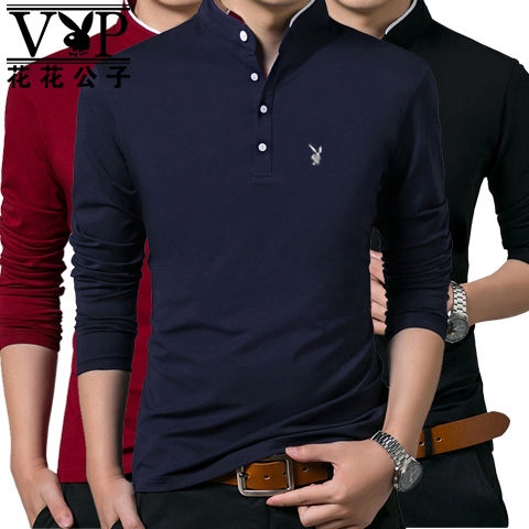 Playboy Vip Spring Korean Version Of Vertical Collar Long Sleeve T Shirt Polo Shopee Singapore - t shirt crew member super vip roblox