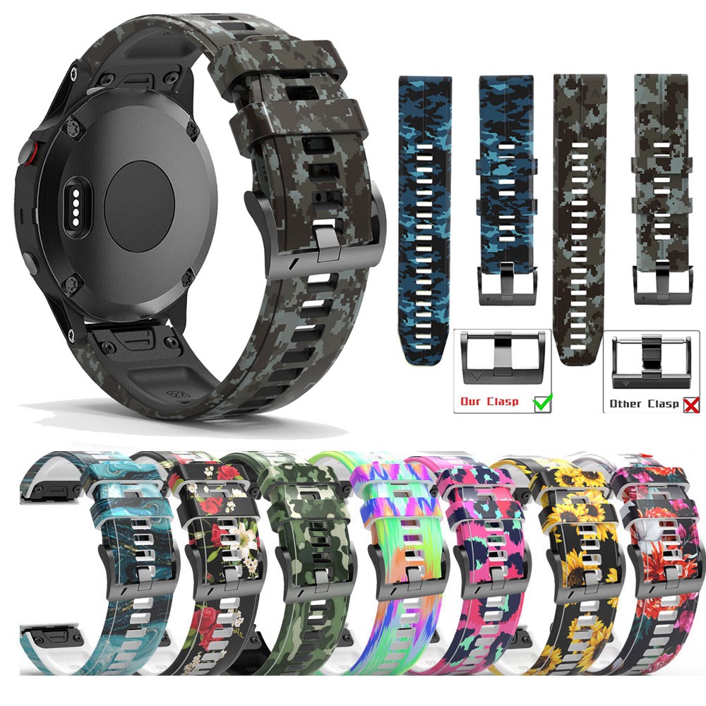 26mm 22mm Silicone Camouflage Sport Band Replace Quick Fit Strap For