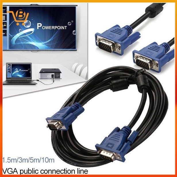 Blue 1.5M/3M/5M/10M/20M 15 Pin VGA To VGA SVGA Lead Monitor Cable Cord