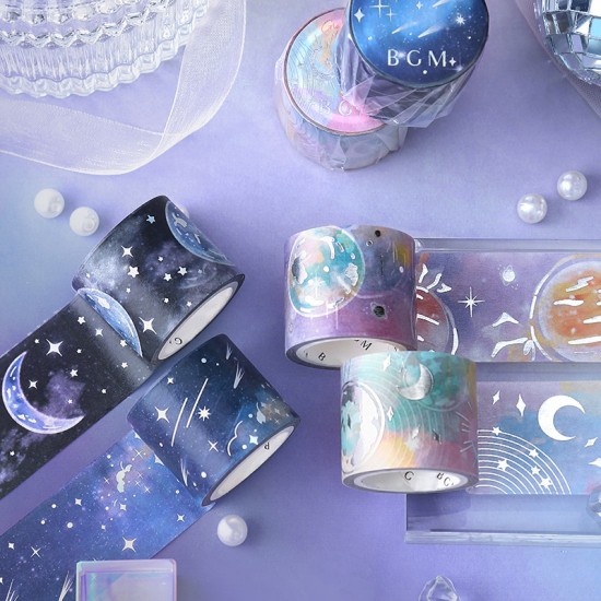 Bgm Special Foil Glowing Universe Washi Tape Lunar Phase Galaxy Phantom Sky Star Candy Shopee Singapore