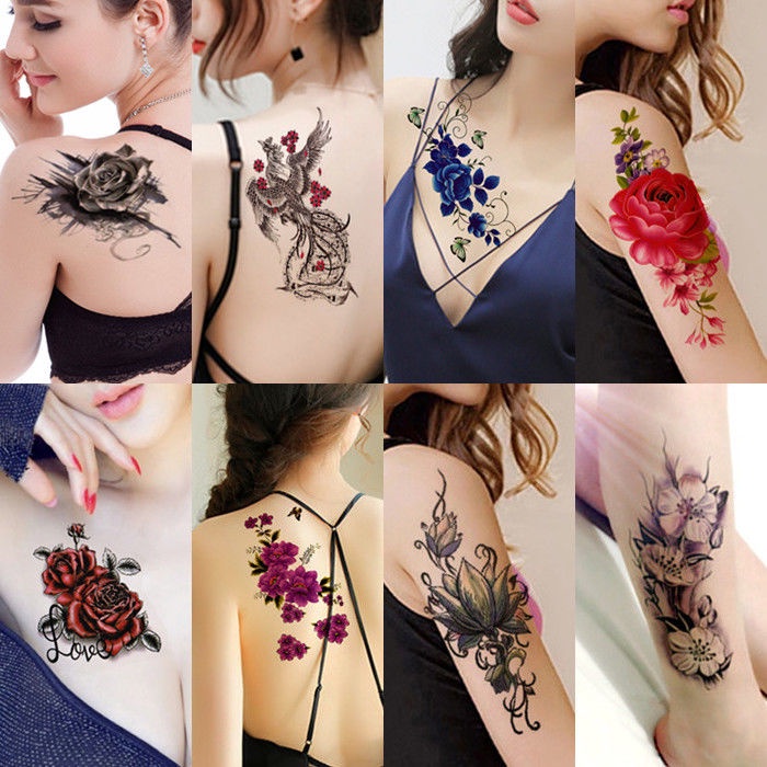 8Pcs】Watercolor Lotus Flower Temporary Tattoos Fake Jewelry 3D Beauty Rose  Tattoo Sexy Body Art Arm Painting Tatoo Sticker For Women | Shopee Singapore