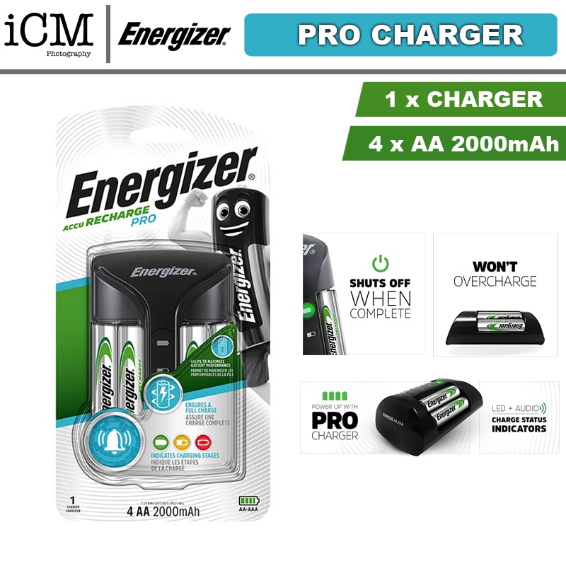 Energizer Recharge Pro Charger CHPRO with 4 AA NiMH Rechargeable