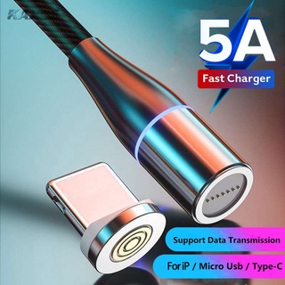 5A Fast Charging Cable 3 in 1 Micro Usb  / Type-C Magnetic USB Cable with Led Light