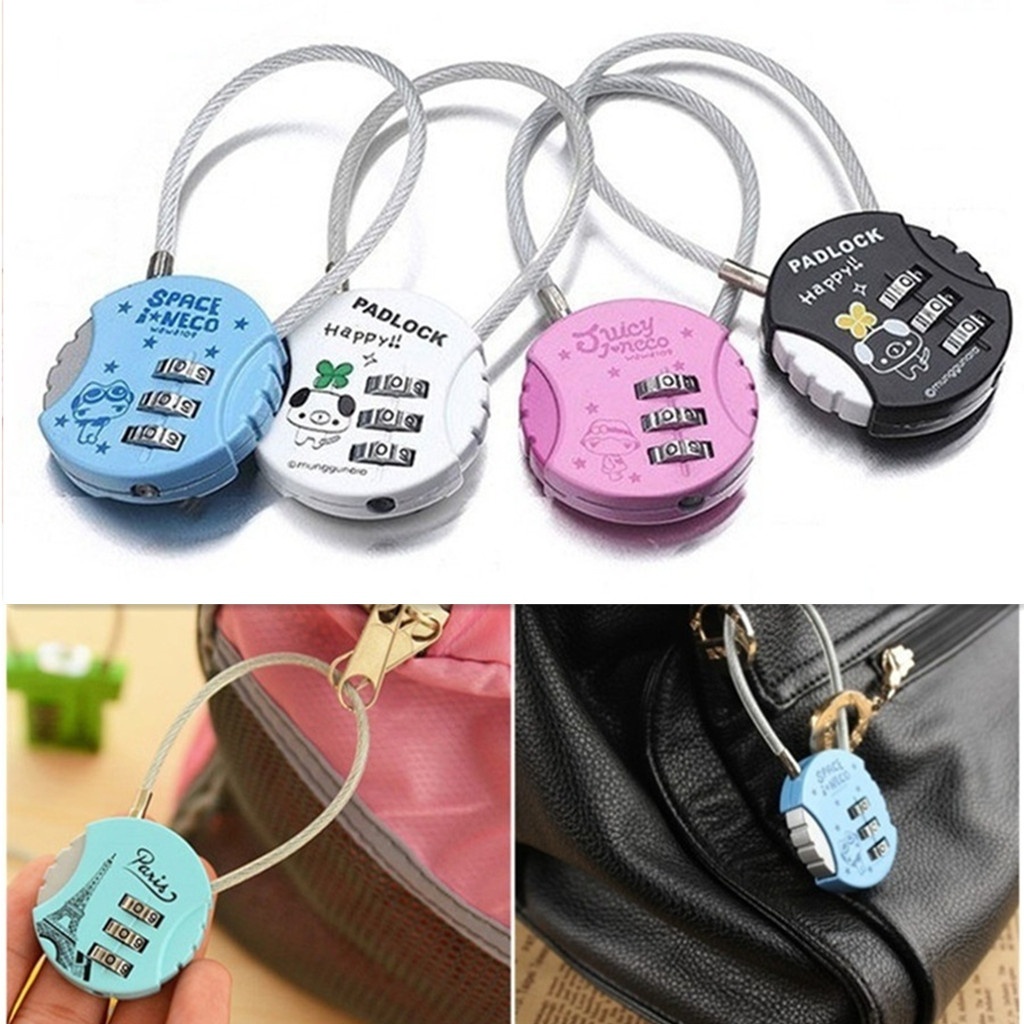 Random Color 1PC Luggage Cable Lock Combination Padlock for Locker Backpack Baggage Door