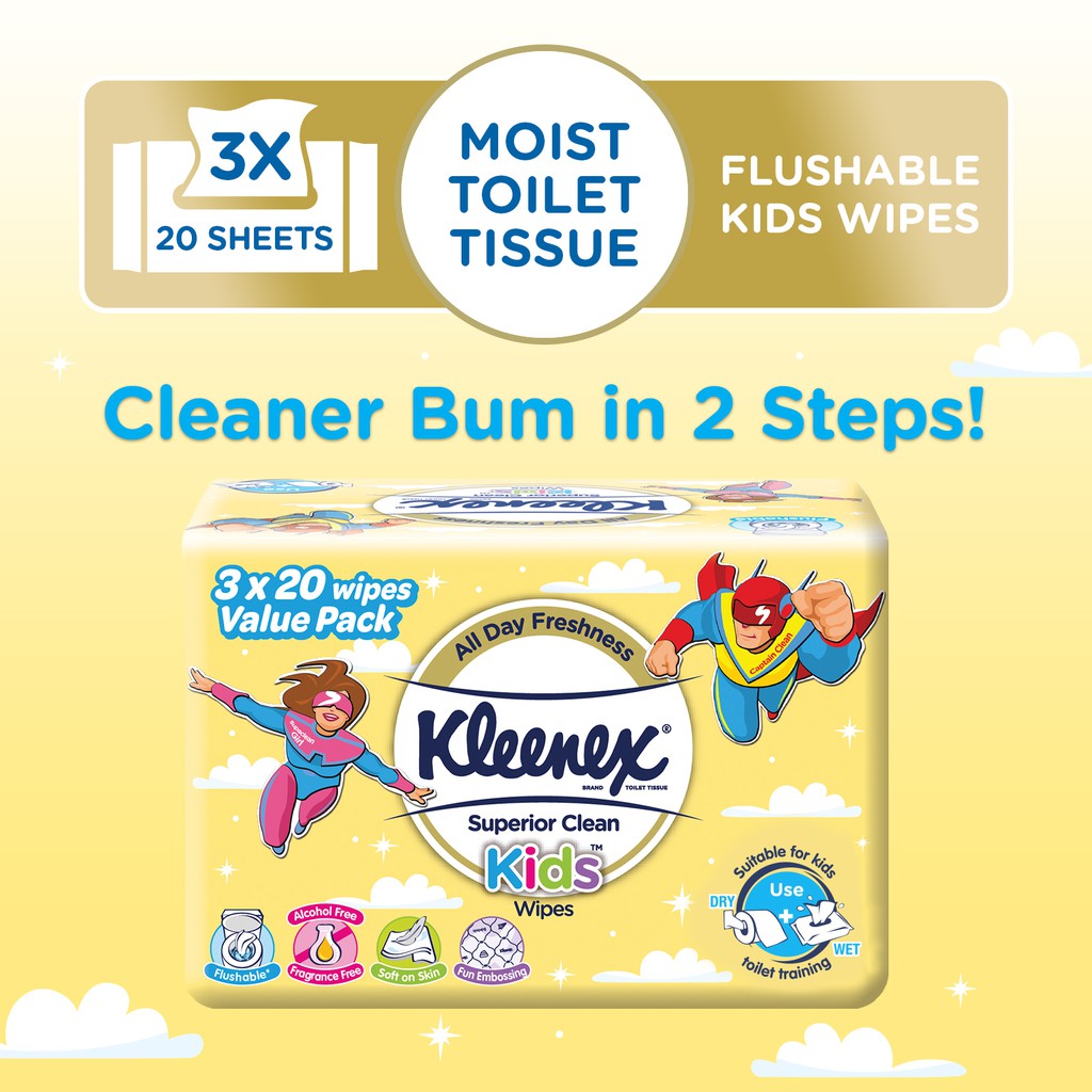 Kleenex Superior Clean Kids Wipes 20s x3 Shopee Singapore
