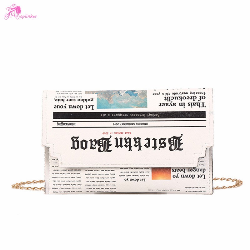 Sl Creative Whimsy Newspaper Clutch Bag Personality Fashion Small Square Bag Shoulder Bag Shopee Singapore